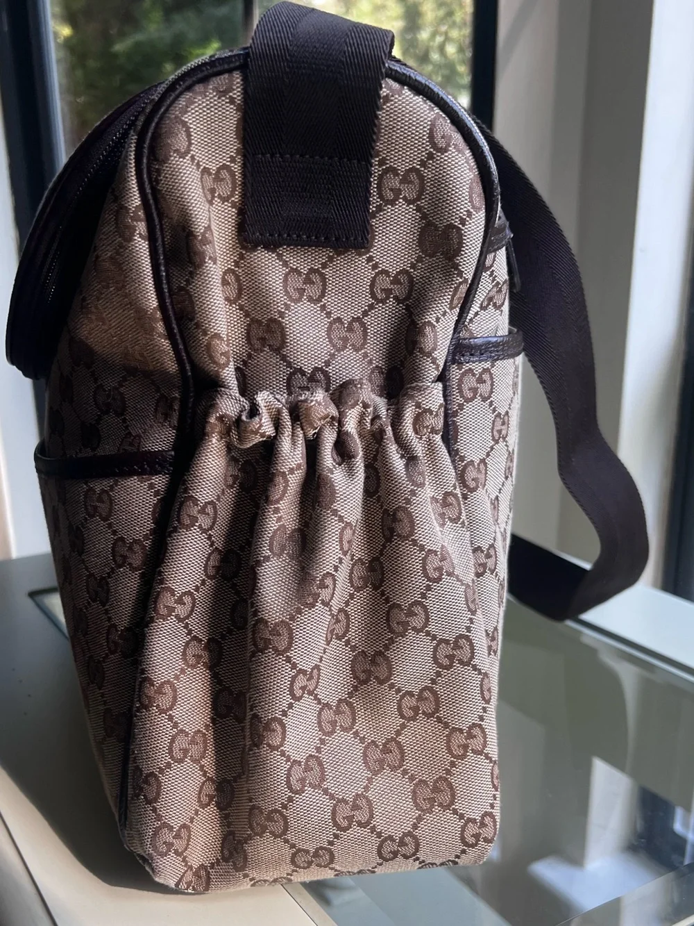 Gucci GG Canvas Monogram Diaper Baby Messenger Bag + Changing Pad